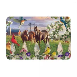 Carpets Funny Horse And Bird Doormat Indoor Welcome Flannel Carpet Entrance Outside Patio Anti-Slip Mats Durable & Washable 16x24 In