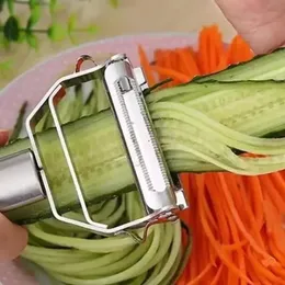 Neues 4-in 1-Obst-Gemüse-Schäler aus Edelstahl Karotten-Reis-Reibungsküchengadgets Melon Gurken Kartoffel Slicer Home Tools Obst Obst