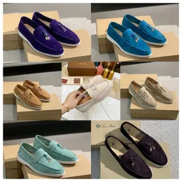 Neue Top Luxurys Lora Pianas Slaafer Frauen Männer Kleiderschuhe Designer Fashion Business Leder flach Low Wildleder Cow Oxfords Casual Moccasins Lazy Schuh Größe 35-47