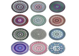 Asciugamano da spiaggia rotondo mandala pavone bohemia spiaggia coperta da donna stampato a scialle di bikini coperchio per picnic tappeto yaga 30 disegni HH7205049888