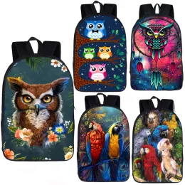 Bags Cute Bird Owl / Parrot Print Backpack for Teenager Boys Girls Children School Bags Women Rucksack Kid School Backpack Book Bag