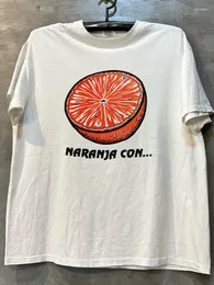 Męskie koszulki niszowe pomarańczowe Y2G vintage Maychao Fried Street krótkie rękaw i damskie małe dekolt w stylu biegu jałowego