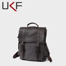 Backpack UKF Mochila Modna skórzana płótno mężczyzn szkolna torba wojskowa Kobiety plecak męski plecak plecak