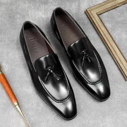 Dress Shoes Tassel Loafers Man Hand-made Leather Shined Men Gentleman A Pedal Business And Leisure