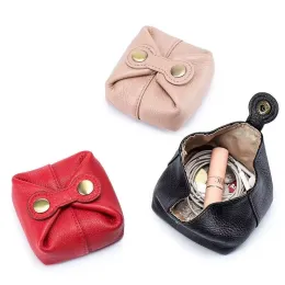 Borse vera borsetta per monete in pelle di cuoio da maschera per uomini per uomini auricolari di orecchie di bordo per rossetto Custodia a colori solidi Coins Hasp Coins