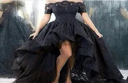 2016 New Sexy Black Lace Evening Dresses Ball Gown Floorlength OffThe Shoulder Vestidos Longo Celebrity Prom Gowns WD1704742316