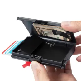 Inhaber Business RFID Blockierende Kreditkartenhalter Slim Aluminium Mini Wallet Bank ID Key Card Inhaber Münze Geldbörse Auto Pop -up -Kartenhülle