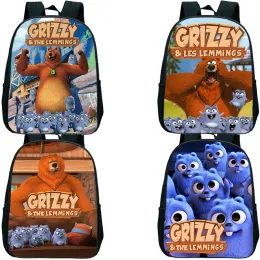 Backpacks Child Grizzy ve Lemmings Sırt Çantası Su geçirmez çanta kitap çantası çocuklar karikatür anime sırt çantaları kızlar kız okul çantası