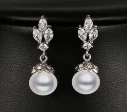 EMMAYA Fashion Marquise Shape CZ Orecchie di perle Ororiale in oro bianco Orecchino da sposa Nuovo arrivo Bellissimo regalo3880113