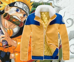 나루토 Shippuden Uzumaki 나루토 닌자 코스프레 재킷 코트 겨울 두꺼운 따뜻한 모피 칼라 의상 복장 면봉 옷 크기 S9490013