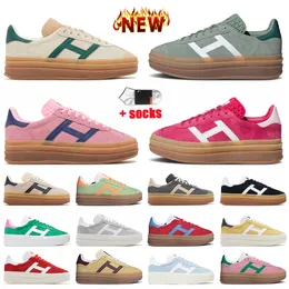 2024 Platform Bold Sneakers Casual Designer Women Shoes Cream Collegiate Green Wild Pink Glow Gum Putty Mauve Marble White Black Grey Suede Upper Girls Trainers