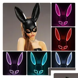 Party Masks Carnival El Wire Bunny Mask Masque Masquerade LED Rabbit Night Club Female For Birthday 220715 Drop Delivery Home Garden DHBCS