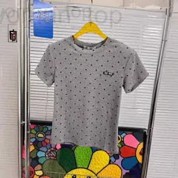 Kadın Tankları Camis Designer 24SS Yeni MIU Polka Dot Baskı Mükemmel Doku ile Küçük Etiket Ön Omuz Pedi, Yönetim Kurulu Şeklini Zayıflama Kısa Knapılı T-Shirt Tee CZ9S