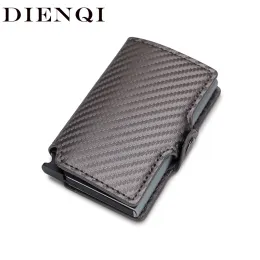 Posiadacze Dienqi 2020 mężczyzn Kobiety Business Credit Card Sieter Minimalistyczny portfel metal RFID Aluminium Carbon Leather Hiszpania Hiszpania Hiszpania