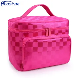 Case 2023 Fashion New Lady Large Make Up Borse Case Travel Case Cosmetic Nail Tech Stora Box Box Box Casina Stampa a strisce tasche