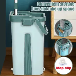Auto Squeeze Mop مع مجموعة دلو 360 غسل الأرضية الغسيل المنزلية مسطحة مممسة رطبة أو جافة الاستخدام المنظف المنظف 240418