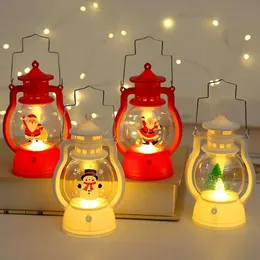 Kerosene Christmas Tree Vintage Lantern Handhold Santa Light Lights Xmas Snowman Flame Kerosenes Oil Lamp Th0201 S