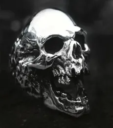 MEN039S Detalhe detalhado Praga Skull Ring Vintage 316L Skulls Skulls Aço Anterior Ringos Punk Biker Jóias Presente9054072