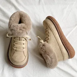 Casual Shoes 2024 Winter Boots Fur Ladies Snow Wool Low Cut Warm Man and Women Short