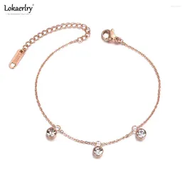 チャームブレスレットLokaerlry Trendy CZ Crystal Bangle for Women Girls Stainless Steel Link Chain Bohemia Bracelet Jewelry LB19059