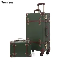 Sets Reisegeschichte 20 "24" 26 -Zoll -Frauen Retro Spinner Rolling Gepäck Set Trolley Koffer Trolley Taschen mit Rädern