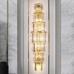 Lampka ścienna luksus dla el lobby club hall złota led led villa sypialnia sypialnia dupleks biuro domowy kryształ