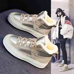 Повседневная обувь Ryamag High Top Cotton's Women's Winter Winter 2024 Универсальная плюшевая изолированная не скользящая платформа кроссовки