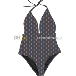 Deep V Neck Swimwear Women One Piece Swimsuit Sexy Halter Bathing Suit Designer Beachwear with Padded
