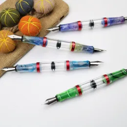 Pens New Fanmu Fonte Pen Doublend Nibs Resina Transparente Caligrafia Pen Pen do aluno Office Business Supplies escrevendo canetas de tinta