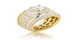 Männer039s Hip Hop Full Diamond Stone Ringe Bling 18k Real Gold Platted Cubic Zirkon Finger Ring Schmuckgeschenke 6145265