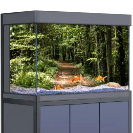 Aquários Aquários Aquários Decoração de adesivos para tanques de peixes, árvores florestas trilha Turn HD 3D Poster Autoadesivo à prova d'água