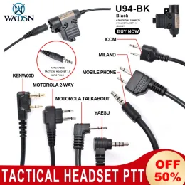 Acessórios Wadsn U94 PTT Adaptador de fone de ouvido tático militar Midland Telefone móvel caça ao ar livre Kenwood Ptt Intercom Accessories