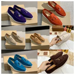 2024 New Luxury Lora Pianas Loafers Women Men Dress Shoes Designer Fashion Business Leather Flat Low Suede Cow Oxfords Casual Moccasins Lazy Shoe