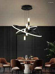الثريات الجولة الحديثة LED لغرفة المعيشة الطعام المطبخ جزيرة بريق أضواء قلادة لاعبا اساسيا ديكور المنزل الإضاءة الداخلية
