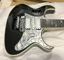 커스텀 10 주년 Steve Vai Jem 77 7V 블랙 일렉트릭 기타 흑단 지판 Aluminumn Pickguard Real Abalone Body Bindin8572465