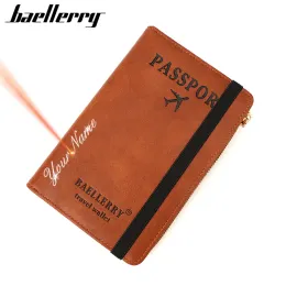 Cüzdanlar baellerry yeni rfid kadınlar seyahat cüzdan pasaportları kapak adı gravür kartı tutucu fermuar unisex cüzdan basit kadın para cebi