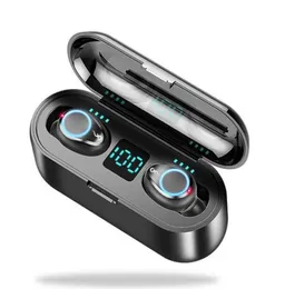 Bezprzewodowe słuchawki Bluetooth V50 F9 TWS bezprzewodowe wyświetlacze słuchawkowe Bluetooth z zestawem słuchawkowym banku zasilającego 2000MAH z mikrofonem4937671