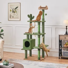 Tall Cat Condo with Scratching Posts Plush Platforms