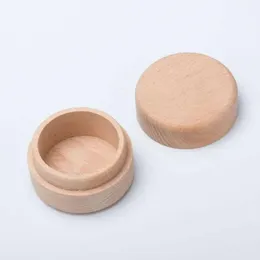 Wood Small Round Storage Beech Retro Vintage Ring Box for Wedding Natural Wooden Jewelry Case Organizer Container TH1238 en