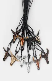 Drop 10pcs Mixed Faux Yak Bone Resin WhiteBrownBlack CowOx Pendant Necklace Cave OMAUMOHM Necklace4732301