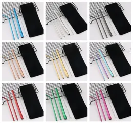 Edelstahl Stroh Set wiederverwendbares Regenbogen Gold Metall REAY BURK STRAWS METALL -Trink Strohhalm mit Reinigungsbeutel neu G3724940