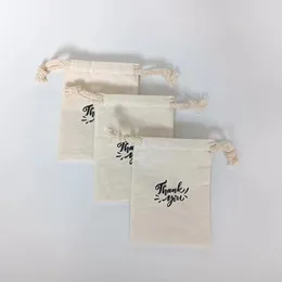 Sacolas de compras Pacote de jóias personalizadas Bolsa de algodão colorida Ribbon Prawtring Eco Canva