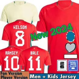 2024 Wales Kids Aldult Kit Soccer Jerseys Wilson Ramsey Rodon N. Williams B. Davies Matondo Home Away Futebol camisas de futebol uniformes de manga curta