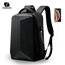 حقائب الظهر Fenruien Hard Shell Parkpacks Backpacks Attithief USB شحن حقيبة ظهر للرجال حقيبة تجارية سفر على الظهر مناسبة لجهاز كمبيوتر محمول 17.3 بوصة