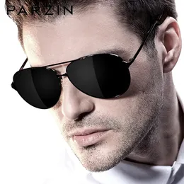 PARZIN Classic Aviation Men Sunglasses Brand Design Alloy Frame Pilot Polarized Sun Glasses For Driving Male Black UV400 240410