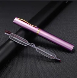 Mini Slim Compact Reader Glasses Женщины мужчины дешевые карманные очки для чтения с ручкой труб Case6771608