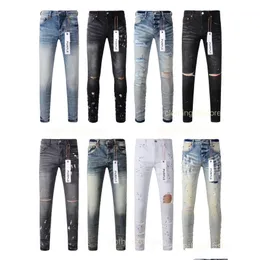 Herren Jeans lila Männer Designer dünne Luxus -Denim Pant gestorben