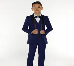 Navy Blue Boy039s Formance Oction Tuxedos 2018 New Cheap Little Men Suits Kids Wedding Party Tuxedos Boy039sフォーマルスーツJA3389933