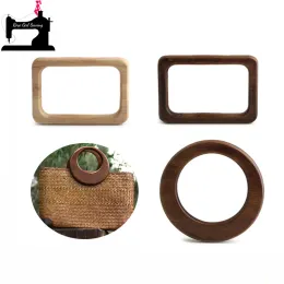 Bags 2/10PCS Rectangle O Shape Classic Wood Bag Handles For DIY Replacement Handbag Woven Bags Handle Tote Luggage Straps Accessories