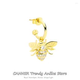 أقراط مسمار Canner Plata 925 Sterling Silver Cute Bee Animal Slake Small Wimesticite for Women Fine Jewelry